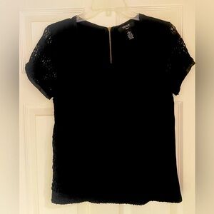 Black lace front blouse